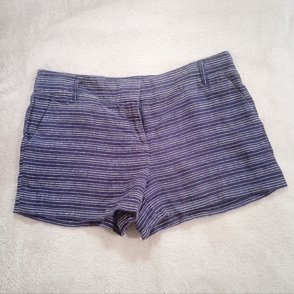 Ann Taylor Loft Striped Linen Shorts 10 P